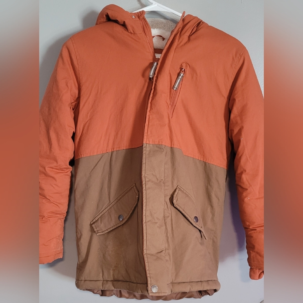 Cat & Jack Two-Tone Orange and Brown Puffer Jacket